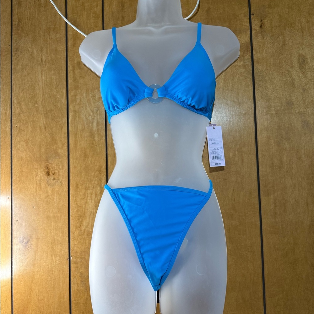 Wild Fable Blue Bikini Set Triangle Top High-Cut Thong